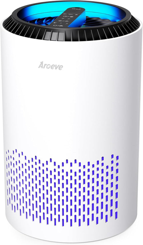 MK01 White Air Purifier for Bedroom & Office - Effective Smoke, Pollen, Dander & Odor Removal with Sleep Mode & Speed Control - California Approved